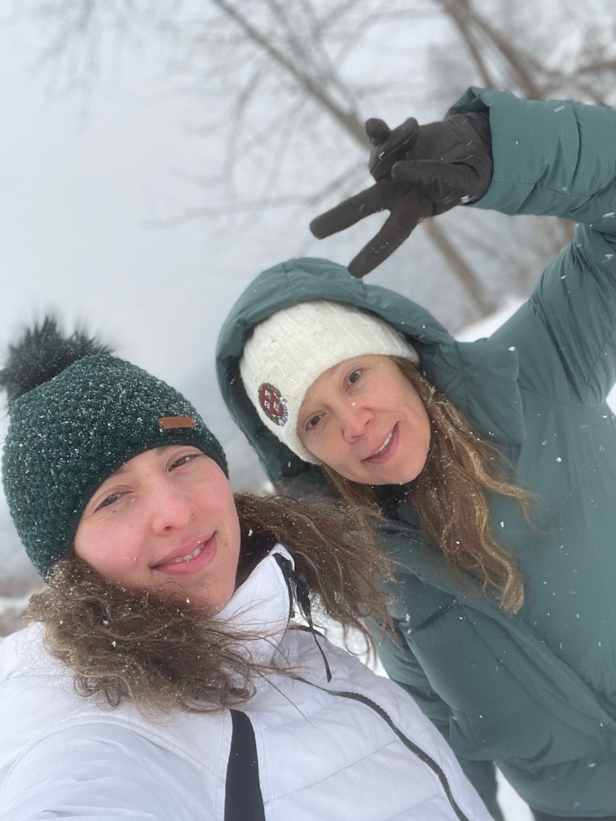 Monica and Genesis Galindo in winter